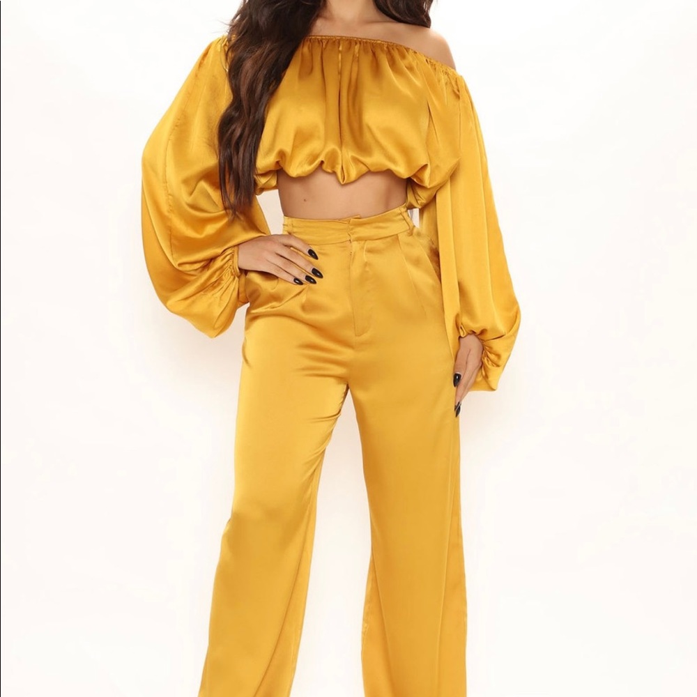Fashion nova mustard pants set